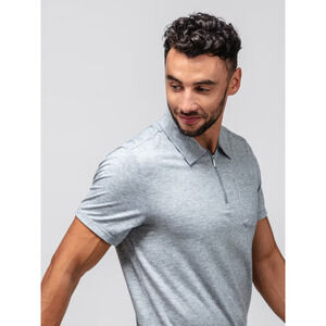 Ministry of Supply Mens Zip Polo Shirt XS Light Grey Composite Merino NWT